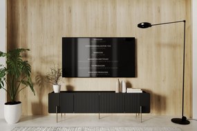 Dulap TV Malmi 200 cm - negru mat / picioare aurii