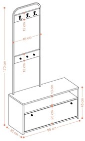 Mobilier hol Alicia (Alb + Negru). 1088276