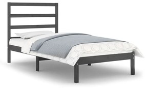 3104900 vidaXL Cadru de pat single, gri, 90x190 cm, lemn masiv