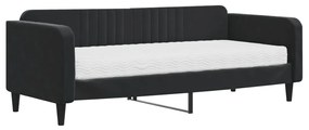 3197043 vidaXL Pat de zi cu saltea, negru, 90x200 cm, catifea