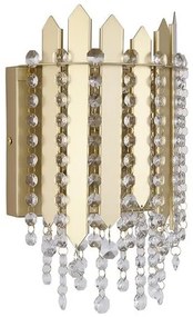 Aplica de perete metal auriu, cristale din sticla Spear