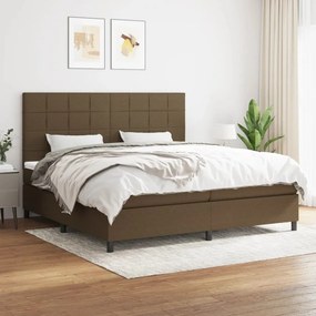 vidaXL Pat box spring cu saltea, maro închis, 200x200 cm, textil