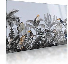 Tablou pe sticlă - Jungla ilustrată (70x50 cm)