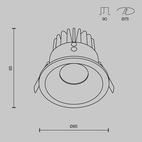 Spot LED incastrabil dimabil design modern IP65 Zoom negru 8,5cm 12W