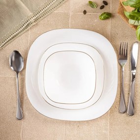 Set farfurii 18 piese, opal, alb cu auriu Kinghoff KH-1923