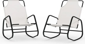 vidaXL Șezlonguri balansoare, 2 buc., crem, oțel și textilenă