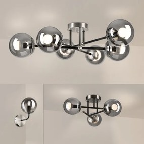 Brilagi - Lustru aplicat MALIVA, 6xE14/15W/230V, crom mat/fumuriu