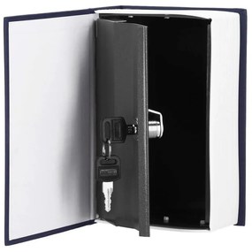 Seif, caseta valori, cutie metalica cu cheie, portabila, tip carte, albastru, 11.5x5.5x18 cm, Spring