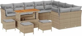 vidaXL Set de canapele pentru grădină 13 pcs Bej poliratan