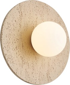 Lampă de perete Japandi Piatră Naturală Rotundă cu Sticlă Opal - Josie