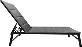 Şezlong de grădină poziţionabil, negru/gri, LOPEZ