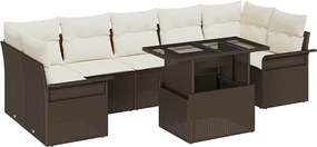 vidaXL Set de canapele pentru grădină cu pernă 8 pcs Maro poliratan