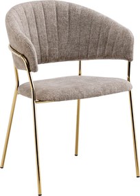 Fotoliu de sufragerie de design, textil maro/gold crom auriu, DASMIN TIP 1