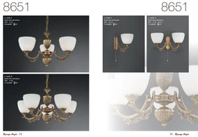 Candelabru cu 3 brate clasic design italian din alama si sticla 8651 RA-L. 8651/3