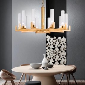 Lustră pe lanț RAGGIO 10xE14/25W/230V 24K aurie Kolarz 6009.81030