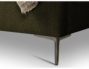 Pat matrimonial verde închis tapițat cu somieră 180x200 cm Makana – Makamii