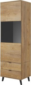 Vitrina NEST W-2, stejar, PAL furniruit/sticla, 60x45x192 cm