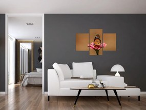 Tablou cu fluture pe floare (90x60 cm)