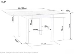 Masa extensibila de dining FLIP 80(160)X80 cm, stejar Cremona Torro/casmir