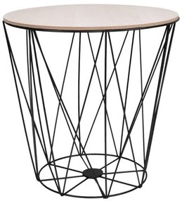 MASA ROTUNDA CU COS DEPOZITARE, MDF, BAZA METALICA, NEGRU SI NATUR, 24 35X35 CM, SPRINGOS