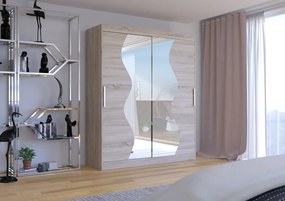 Dulap cu usi glisante si oglinda 180x215 cm, Medison, ADRK Furniture (Culoare: Alb)