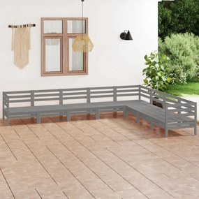 3083106 vidaXL Set mobilier de grădină, 8 piese, gri, lemn masiv de pin