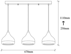 Lustră pe cablu YILDO 3xE27/40W/230V