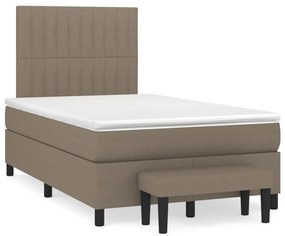 vidaXL Pat box spring cu saltea, taupe, 120x190 cm material textil