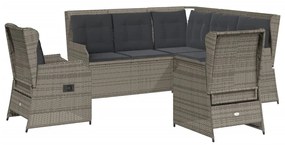 3262151 vidaXL Set mobilier de grădină cu perne, 5 piese, gri, poliratan