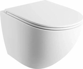 Vas WC suspendat rimless cu capac soft-close alb mat Omnires Ottawa Comfort