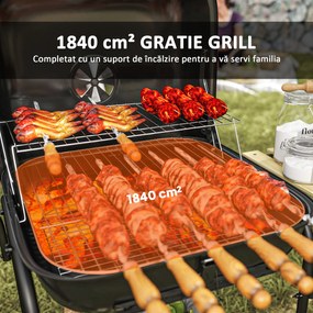 Gratar Outsunny portabil cu roți, roșu | Aosom Romania