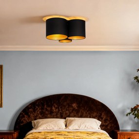Plafoniera neagră cu interior auriu 3 lumini - Multidrum