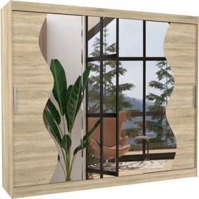 Dulap cu usi glisante si oglinda 250x215 cm, Sharon, ADRK Furniture (Culoare: Ciocolata)