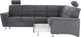 Colţar extensibil, material textil gri, model dreapta, SANTIAGO