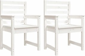 vidaXL Scaune de grădină, 2 buc., alb, 60x48x91 cm, lemn masiv pin