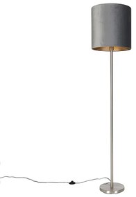 Lampă de podea modernă, oțel, nuanță de țesătură gri 40 cm - Simplo