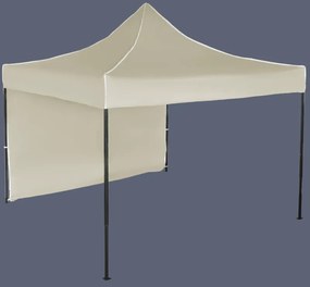 Pavilion de grădină 3x3m – din oțel, 1 perete lateral, Bejă