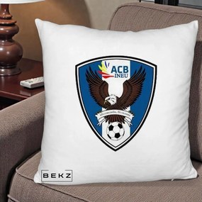 Perna Personalizata ACB Ineu Fotbal, 40x40 cm, Alb Pufos, Husa Detasabila, Perna Inclusa, BEKZ®
