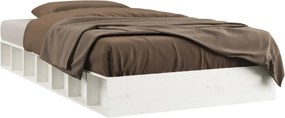 vidaXL Cadru de pat single, alb, 90x190 cm, lemn masiv