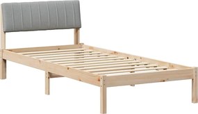 vidaXL Cadru de pat Maro și gri deschis 90 x 190 cm Lemn masiv de pin