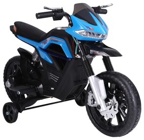 HOMCOM Motocicleta Electrică Copii cu Suspensie Dublă și Muzică și Lumini pentru Copii de la 3 la 8 ani Albastru Deschis | Aosom Romania