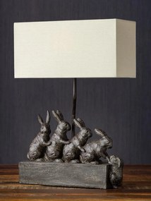 Lampa de masa, din rasina, cu abajur din bumbac, Rabbit