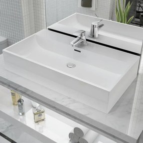 Chiuveta baie, orificiu robinet, ceramica, 76x42,5x14,5 cm, alb 76 x 42.5 x 14.5 cm