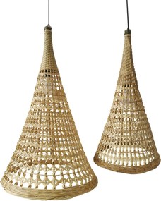 Set 2 lustre suspendate din bambus împletit, maro, finisaj natural, 95 x 50 cm, „Autoire”