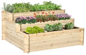 Outsunny Pat de Grădină Înălțat cu 9 Grile de Cultivare și 3 Niveluri, Țesătură Netesută pentru Legume și Flori, Interior și Exterior | Aosom Romania