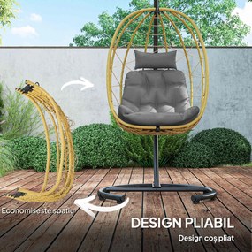 Outsunny Scaun Balansoar din Ratan din PE de Exterior cu Perna | Aosom Romania