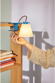 Veioză albastră cu abajur din sticlă (înălțime 23 cm) Lure – Hübsch