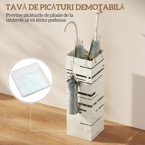 HOMCOM Suport de Umbrele Autoportant Pătrat din Metal cu 4 Cârlige, Bej | Aosom Romania