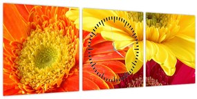 Tablou - Flori Gerbery (cu ceas) (90x30 cm)