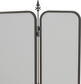 HOMCOM Paravan Pliant pentru Șemineu cu 3 Panouri, Paravan de Protecție din Metal, 96x1,3x56 cm, Negru | Aosom Romania